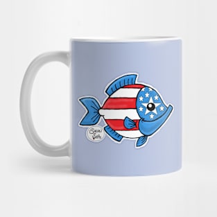 USA holiday 4th. of July freedom fish Fritts Cartoons Mug